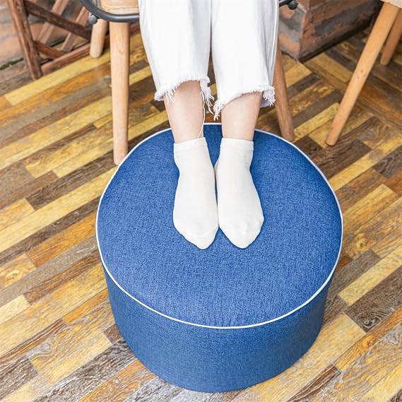 Outdoor Ottoman for Patio, Blue, Outdoor Pouf Footstool,20x20x12In | All-in-One Foam Outdoor Pouf,Waterproof Footstool,Patio Footrest,Outdoor Ottoman Footrest,Extra Seat for Deck Garden Poolside