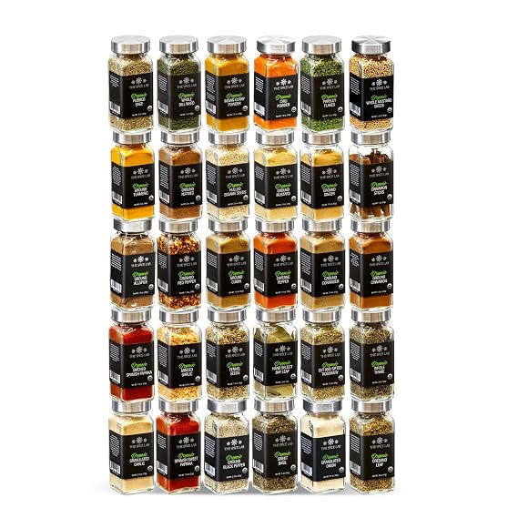 The Spice Lab Organic Spices and Seasonings Set, 30 Jar Spice Kit | Complete Starter Spice Set - Variety Pack - BBQ, Grilling and Cooking Gift Set