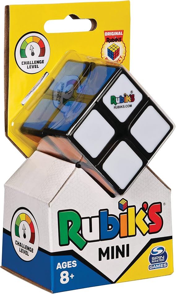 Rubik's, Spin Master The Original 2 x 2 Mini Cube with 2 Layers of 4 Cubes, Professional Color Combination Brain Teaser, Pocket, Suitable for Children of 8+