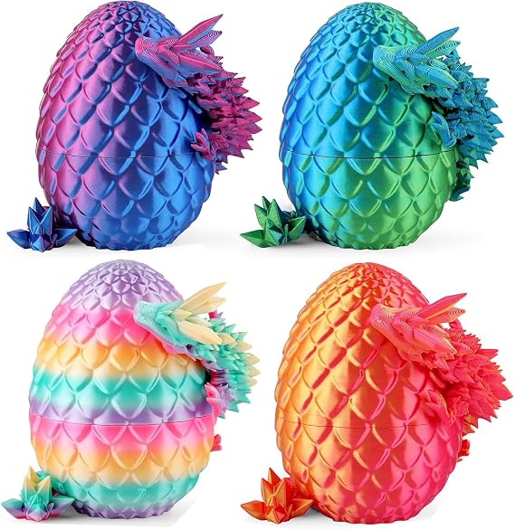 4PCS 3D Printed Dragon, Easter Dragon Eggs, Mystery Dragons Egg Fidget Toy