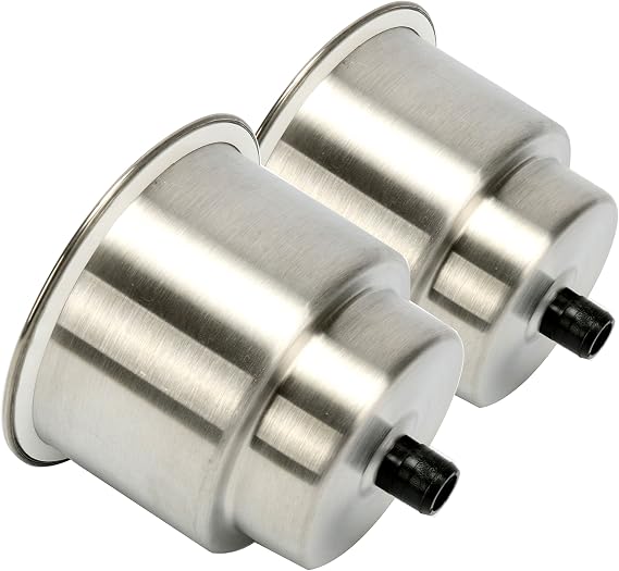 Amarine Made 2pcs Stainless Steel Cup Drink Holder with Drain, Cup Holder for Boat, Car and Marine, Boat Cup Holders for Drinks, Stainless Steel Cup Holder, Marine Cup Holder Insert