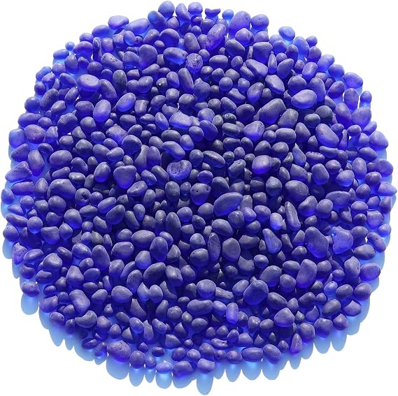 QYGL Sea Glass Stones - 0.9LB Cobalt Blue Frosted Glass Pebbles Gemstones