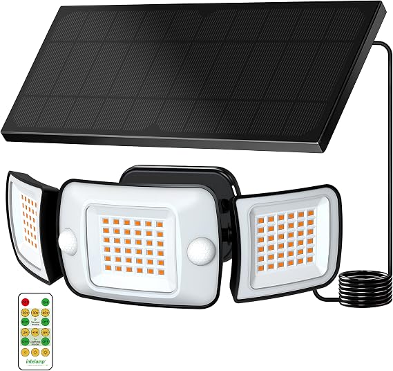 intelamp Outdoor Solar Flood Motion Sensor Light 6000mAh 3000K