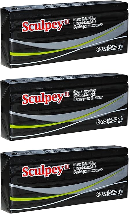 Sculpey III Oven Bake Clay, 8 Ounces, Pack of 3, Black