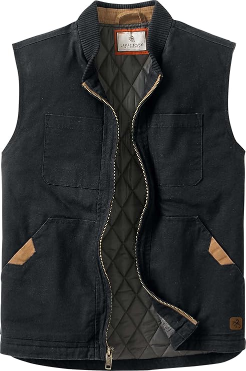 Legendary Whitetails Mens Quilted Canvas Zip Up Water-Repellent Vest