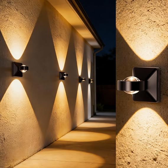 Tubicen Outdoor Wall Sconce Dimmable Exterior Up Down Wall Light Hardwired | IP65 Waterproof Modern Bright LED Exterior Wall Light for Front Porch Patio Garage,8W 3000K Warm White, Black