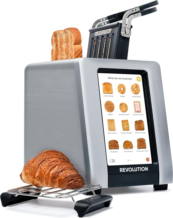 Revolution R180 Connect Plus Smart Toaster with Touchscreen (Bundle with Toastie Press & Warming Rack) Choose from 40+ Bread Types, 7 Browning Levels, Toastie Press Mode