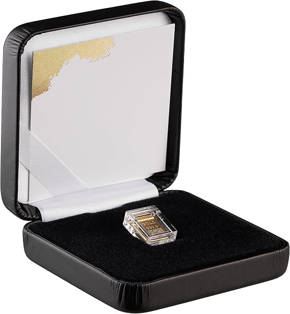 Gold Bar 1g in Elegant Case - Great Gift Idea - ESG Valcambi - Fine Gold 999.9 (1g Gold Black)