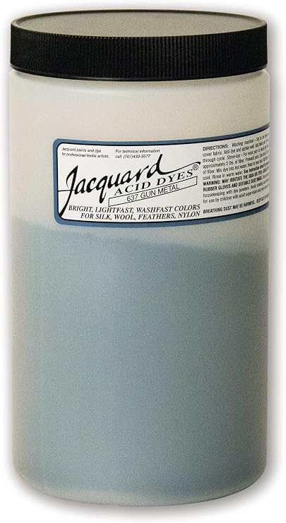 Jacquard Acid Dye 1lb Tub Gun Metal - Acid Dye for Wool, Silk, Alpaca, Feathers, Cosplay Wigs and Nylon - Powder Wool Dye for Full Coverage Dyeing - Vibrant Acid Silk Dye
