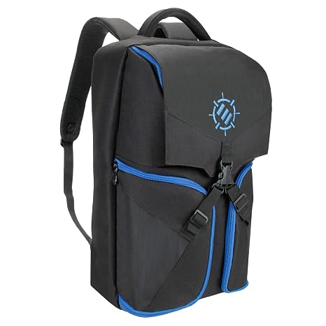 ENHANCE Gaming Laptop Backpack with Universal Console for PS4, PS5 and Computers - Arsenal Hardware Storage for Controllers, Headphones, Games, Mouse - Blue
