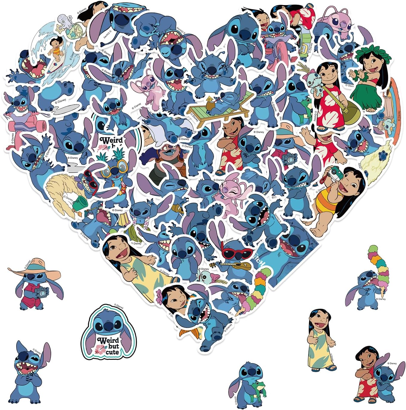 50Pcs Stitch Stickers, Lilo Stitch Sticker for Kids, Stitch Cartoon Sticker Gift, Waterproof Vinyl Stitch Decal for Teen Adult Water Bottle, Laptop, Luggage, Phone