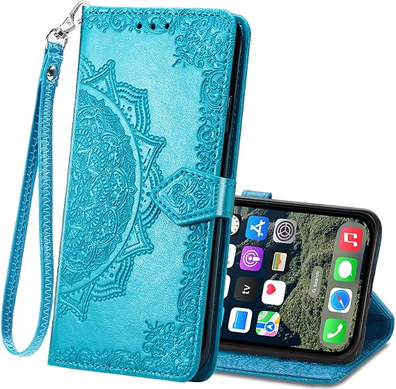 for iPhone 17E / iPhone 16E Case Wallet with Card Slots Blue