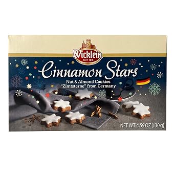 Wicklein Zimtsterne Cinnamon Star Cookie - Nuss-sterne German Holiday Cookies - With Nuts & Almonds, 5.29 oz