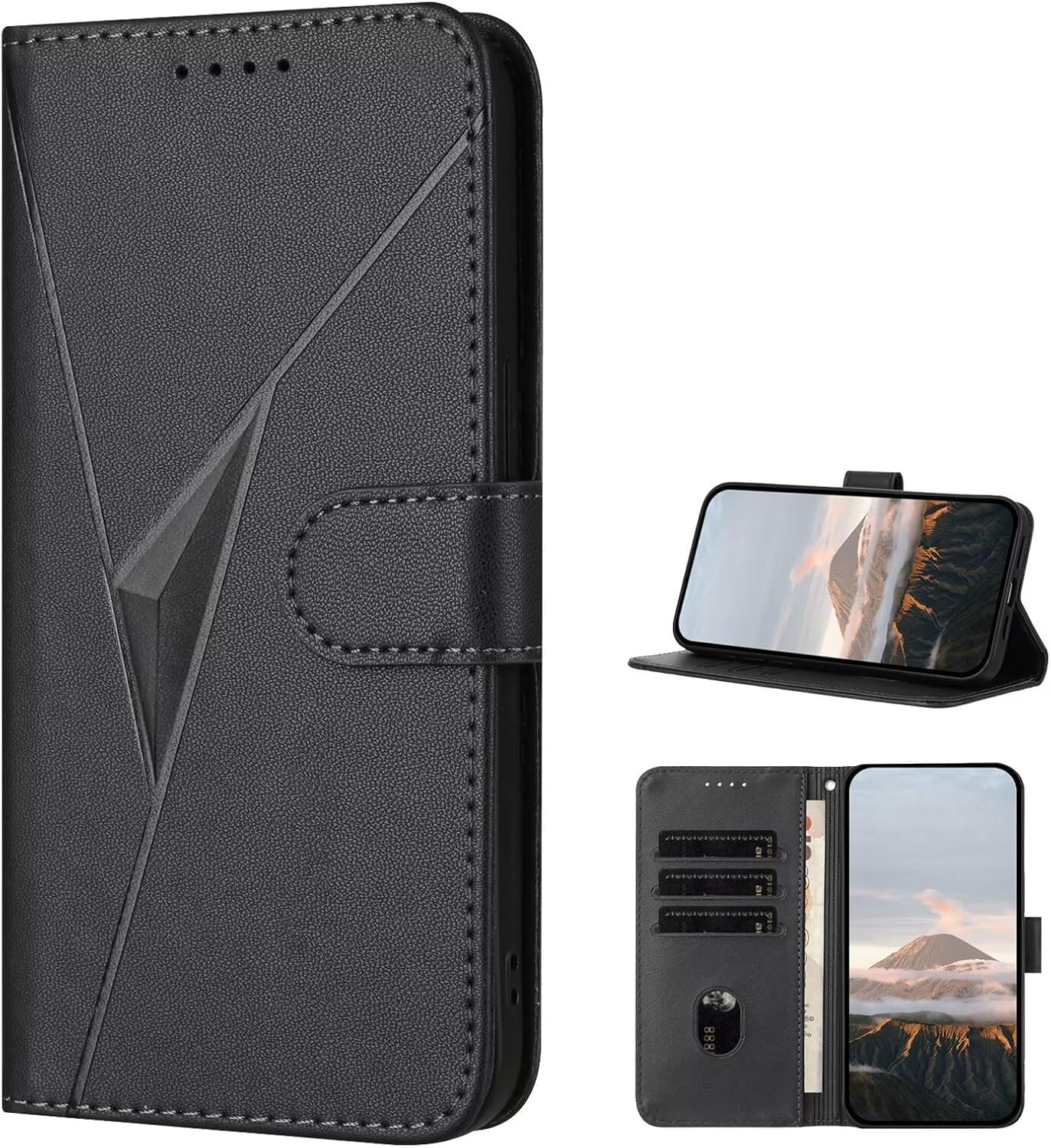 TIANYUE Case for Tecno Spark Go 1/Tecno pop9, Premium PU Leather Wallet Case with Magnetic Stand Card Holder Slot Phone Case for Tecno Spark Go 1/Tecno pop9-Black