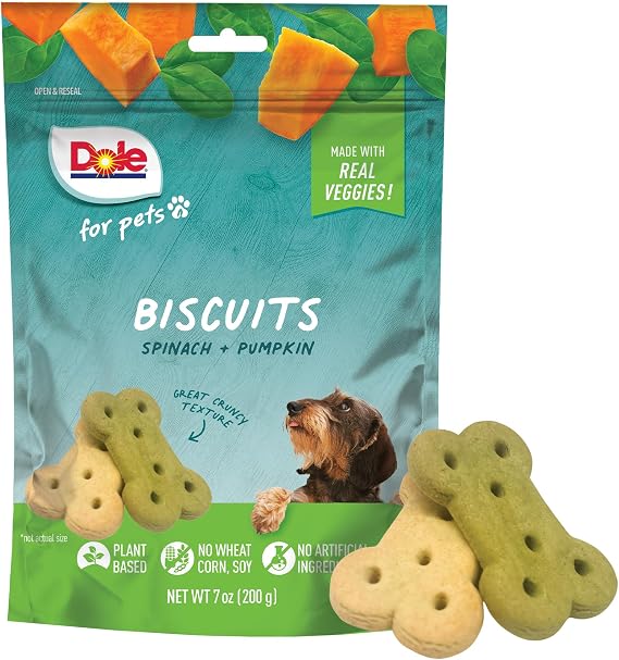 Dole for Pets Dog Biscuits, Spinach and Pumpkin Flavor, 7 Oz