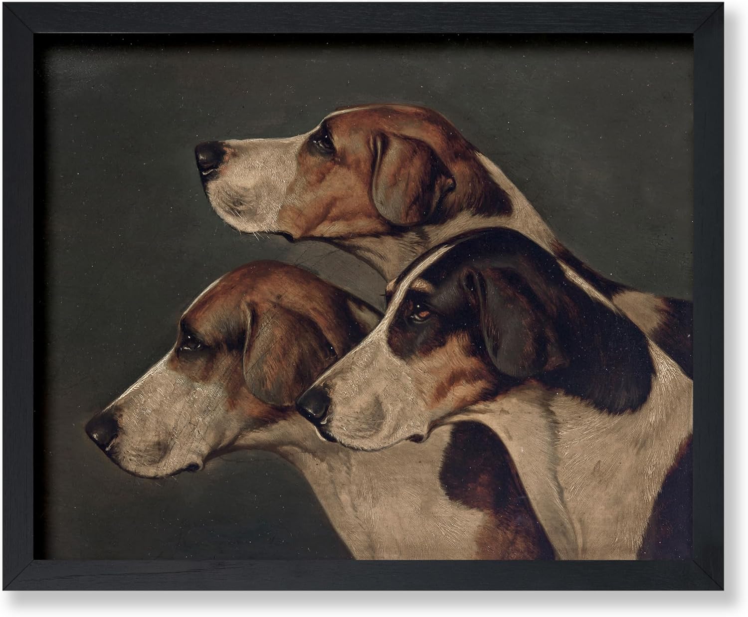 Poster Master Vintage Three English Foxhounds Poster - Retro Dogs Portrait Print - Moody Art - Dog Art - Gift for Men, Women & Animal Lover - Decor for Bedroom or Living Room - 11x14 UNFRAMED Wall Art