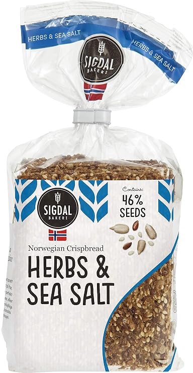 Sigdal Bakeri Herbs & Sea Salt Wholegrain Crispbread 8.29 oz Bags - Pack of 12