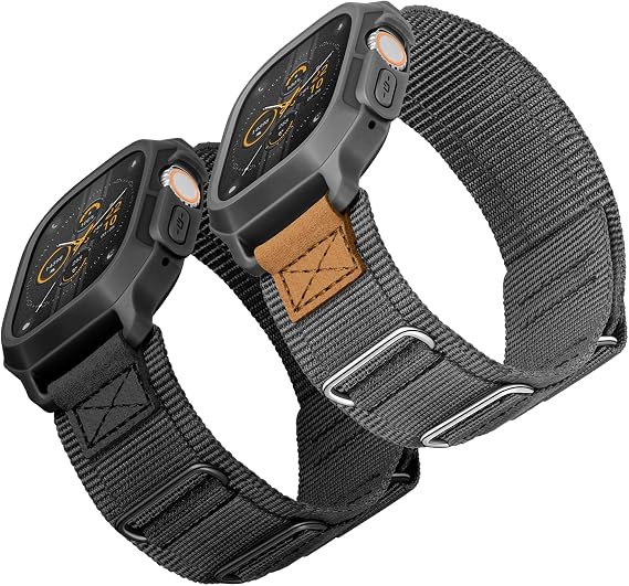 Bundle of the Rugged Nylon Velcro Apple Watch Ultra Band 49mm (BlackTags/Grey)