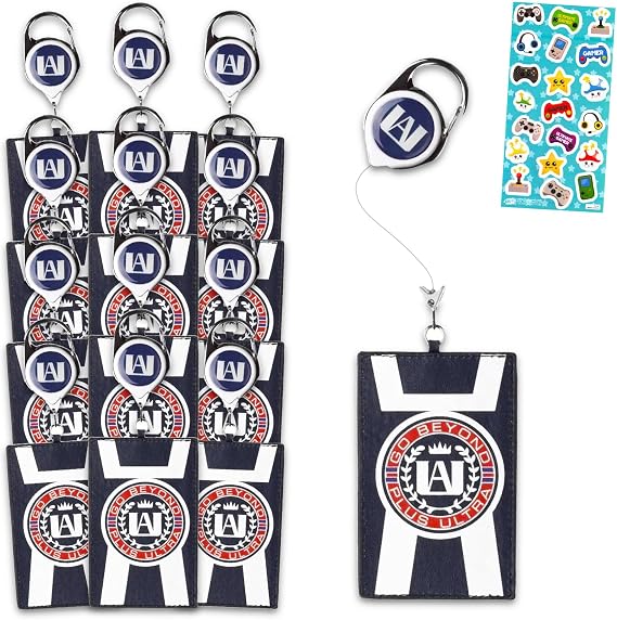 My Hero Academia U.A. High School Retractable Lanyard Keychain Set - 12 Badge Holders, Stickers & ID Clip