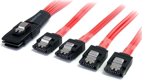 1m Serial Attached SCSI SAS Cable - SFF-8087 to 4x Latching SATA SAS cable (SAS8087S4100)