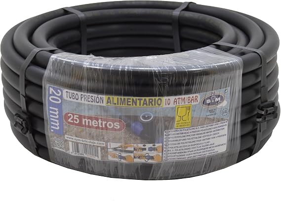S&M 012211 Pipe Polyethylene Food, 20 x 10 ATM 25 m, Black
