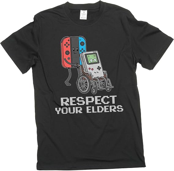 Men's Funny Video Gaming Classic Gamer T-Shirt Respect Your Elders Gaming tee
