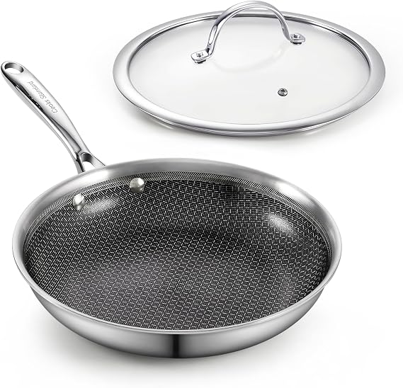 Cooks Standard Stainless Steel Hybrid Nonstick 8-inch Frying Pan with Lid