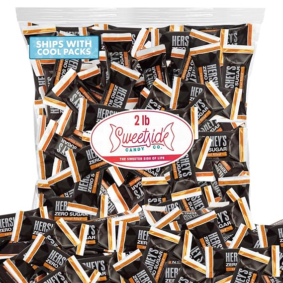 Zero Sugar Caramel Filled Chocolate Candy, 2 Pound of Sugar-Free Chocolate Candy, for Low Carb Diets