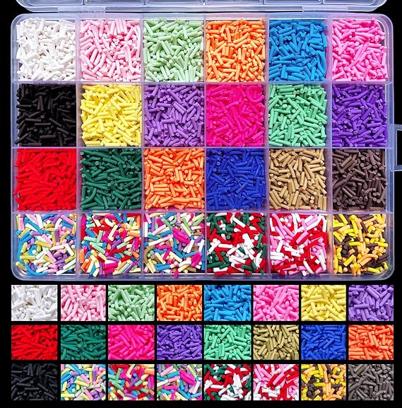 EHOPE Fake Sprinkles 200G Polymer Clay Slices Fake Candy Sprinkle Faux Sprinkles Plastic Resin Sprinkle for Nail Art DIY Crafts Cake Phone (24 Styles)