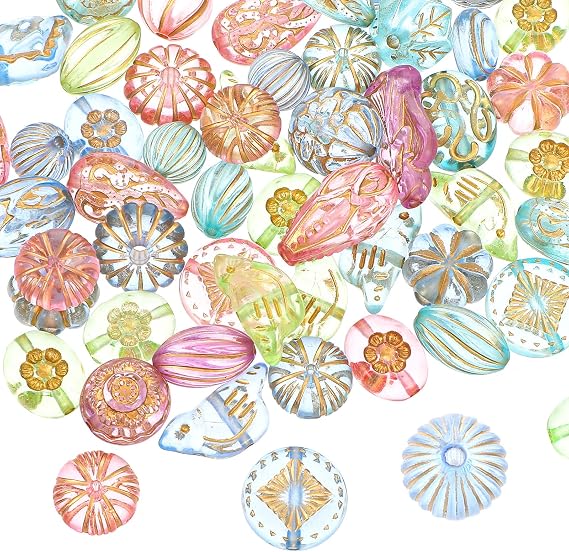 40-60PCS Assorted Beads, Cute Bead for Jewelry Making, Bohemia Acrylic Mixed Beads, Colorful Aesthetic Bracelet Making Kit, Charms Bulk for DIY Crafts