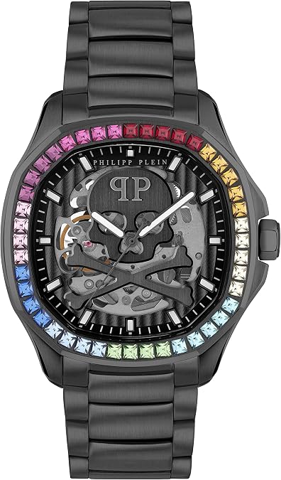 Philipp Plein $keleton $pectre Collection Luxury Mens Watch Timepieces with a Black Bracelet and Dial Featuring a IP Black Case