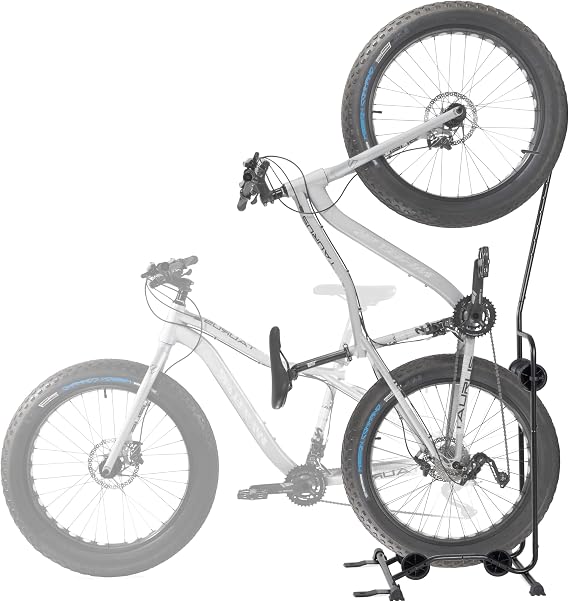 CyclingDeal Upright Bike Stand - Premium Quality Vertical & Horizontal Adjustable Bicycle Floor Parking Rack - for Storing MTB Road Bikes - up to 29 Wheel Size - for Fat Bike - 1 Bike