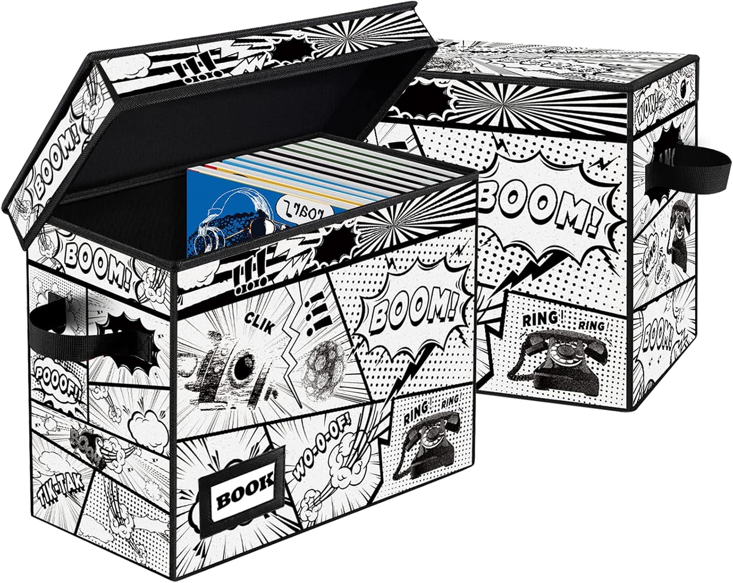 2 Pack Collection Comic Book Storage Boxes, Protector Organizer 15.8" X 7.8" X 11.8" Collapsible Short Box Holds 160-180 Comic Book Heavy Duty Bin Container Holder Shelf