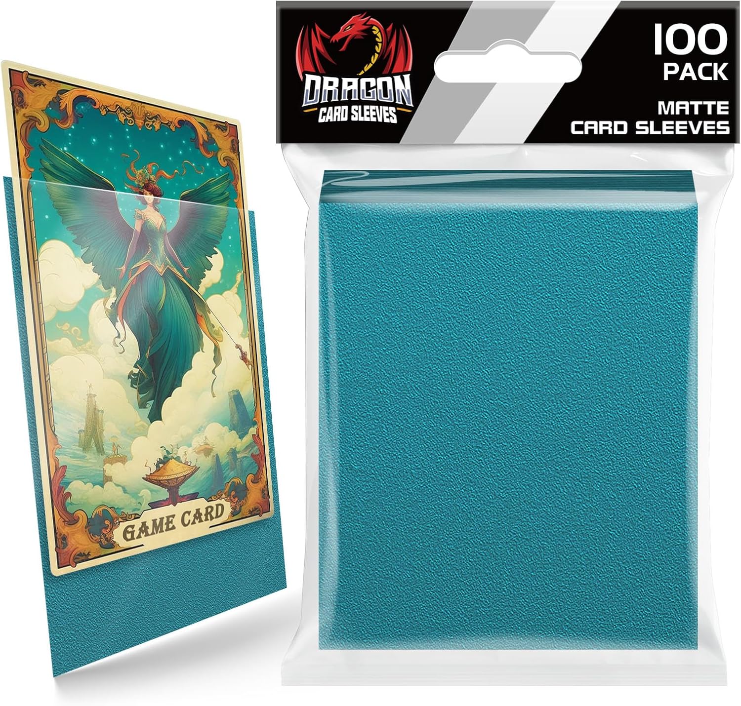 100 Count Matte Card Sleeves for Trading Cards, Standard Size Protective Sleeves Deck Card Protectors Fit for Baseball Cards, Sports Cards, MTG, Yugioh Card Game Card Standard Cards (Cyan)