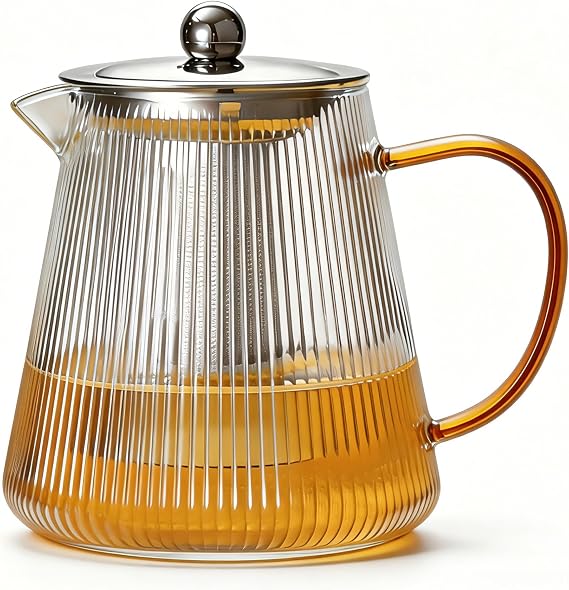 Glass Teapot with Removable Infuser, 32 oz (950 ml) | Borosilicate Glass Tea Pot for Loose Leaf Tea Steeper, Blooming Tea Maker and Brewer, Ideal Gift for Tea Lovers