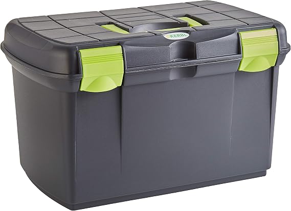 Kerbl Arezzo Tack Box with Lid and Removable Insert, Black