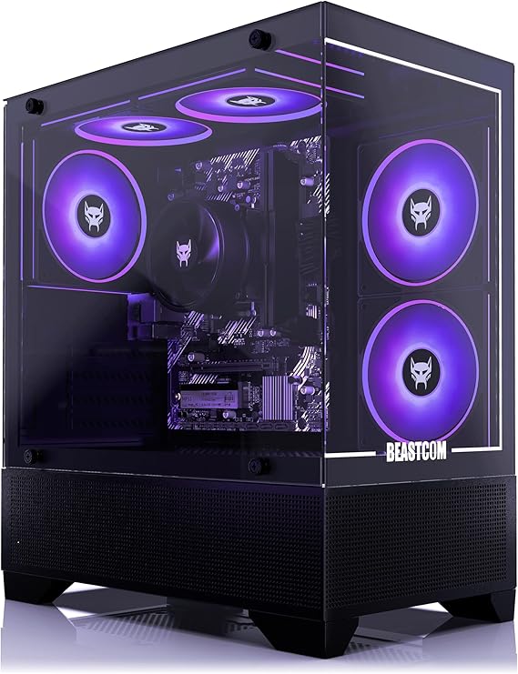 BEASTCOM Q3 Essential Gaming, 8 Threads Gaming PC, AMD Ryzen 5 4X4.20GHz, 4K Vega 11 Graphics, 16GB RAM, 512GB M.2 NVMe, 500W 80PLUS PSU, WiFi, Gaming Office Console, Towers Prebuilt PC