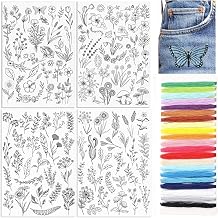 5 Sheets Water Soluble Stabilizer Embroidery Patterns with Sewing Thread, Water Soluble Embroidery Patterns Stabilizer for Beginners Embroidery Hand Sewing Love