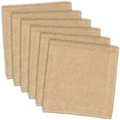 DII Cleaning Collection Soft Highly Absorbent Microfiber, Dishcloth Set, 12x12, Taupe, 6 Piece