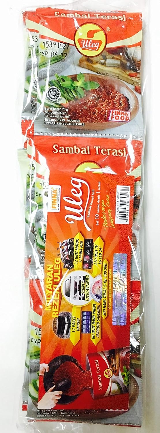Finna Uleg Sambal Terasi Chili Shrimp Paste 10-ct, 230 Gram Pack of 4