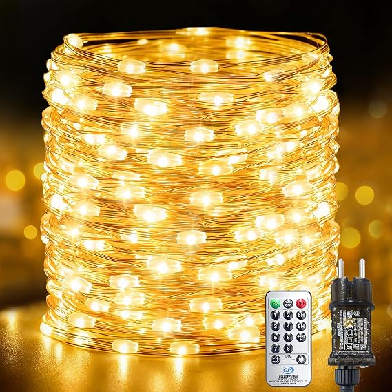 Bzavor 10 m 100 LED Indoor Fairy Lights with Plug and Memory Function Fairy Lights Outdoor Power Made of Copper Wire with Timer 8 Modes IP65 Waterproof for Christmas Room Party Wedding Garden Decoration [Energy Class A]