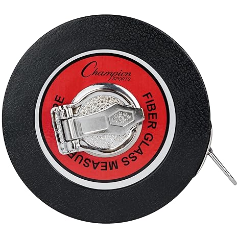 Champion Sports Closed Reel Measure Tape 50 ft / 15 m, Hand Crank, Dual-Sided Feet & Meters