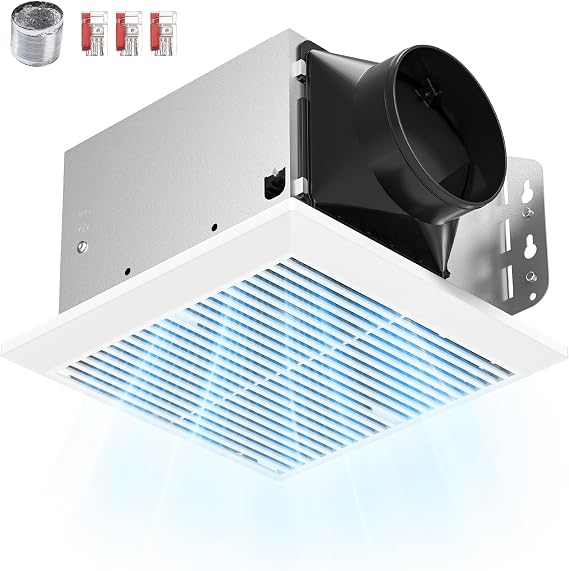Hawkrown Bathroom Exhaust Fan with Quiet 1.0 Sone Operation, 110 CFM Ceiling Ventilation Fan, Metal Housing, Easy Install, No Attic Access Required, Wall Switch Control