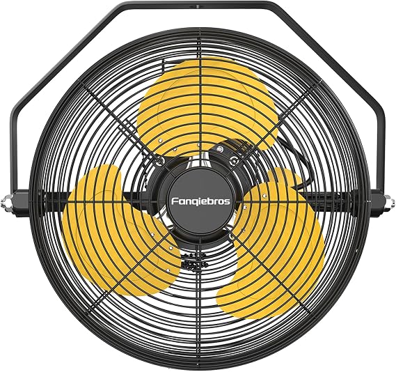 12 Inch High Velocity Wall Mount Fan, 2500 CFM Industrial Metal Air Circulator, 3-Speed Commercial Wall Fan with 180 Tilt, Pull Chain, for Garage, Workshop, Gym, Patio - UL Listed