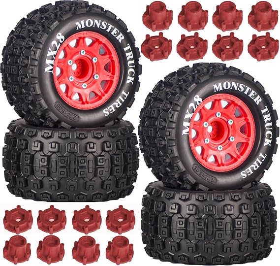 MX28 Pre-Glued 2.8" MT Tyres and Wheels with 12mm/14mm Hex for 1/10 RC Cars