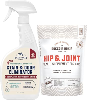 Rocco & Roxie Cat Glucosamine Hip & Joint Supplements & Extreme Stain & Odor Eliminator Bundle