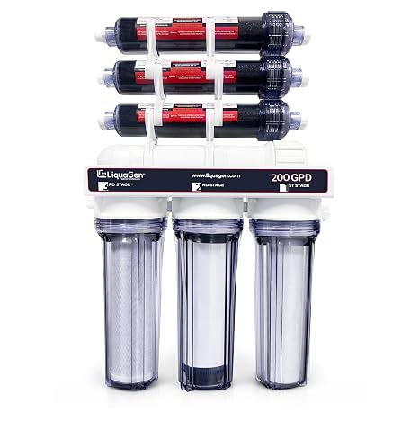 LiquaGen - Heavy Duty & High Capacity 7-Stage Aquarium Reef and Deionization Reverse Osmosis Water Filter Systems RO/DI | 0 PPM - 200 GPD