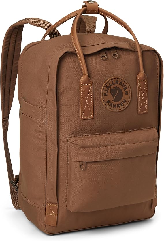 Fjallraven Kanken No. 2 Laptop 15 Backpack - 18L | G-1000 HeavyDuty, Leather Details, Padded 15in Laptop Sleeve, G-1000 Seat Pad, 18L, Kanken No. 2 Laptop 15, Hazel Brown