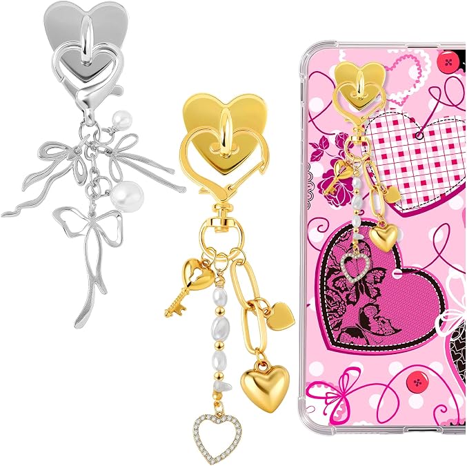 Charm Chains for Kindle Cute Phone Charm Kit Keychain Charms for Kindle with Hook Phone Decorations for Case Hippers Accessories for Readers Booklovers Women Men Gifts
