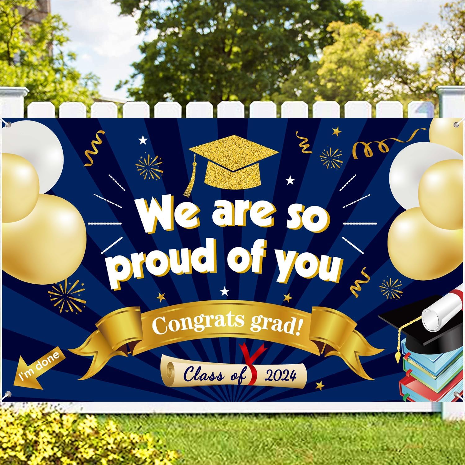 Large Graduation Background Banner, We Are So Proud Of You Banner Graduation Decorations, 2024 Graduation Party Decoration for Grad University High School Student Graduation70.87  43.3Inchs.